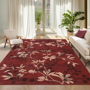 TackView Washable Bedroom Rugs Floral Print Large Area Rugs for Living Room Soft Non Slip Ultra Thin Floor Carpet - 1 of 4