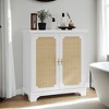 Engineered Wood Sideboard Buffet Cabinet with Rattan Doors, Adjustable Shelves for Kitchen, Living Room, Entryway, Hallway - 3 of 4