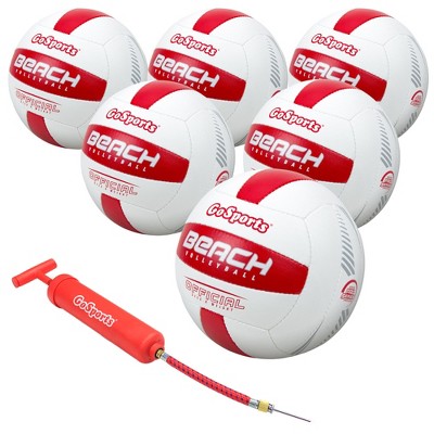 GoSports Pro Series Outdoor Beach Volleyball 6 Pack - Regulation Size & Weight with Air Pump & Portable Mesh Bag