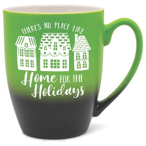 Elanze Designs There's No Place Like Home For the Holidays Two Toned Ombre Matte Green and Black 12 ounce Ceramic Stoneware Coffee Cup Mug - 1 of 4