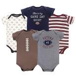 Hudson Baby Infant Boy Cotton Bodysuits 5pk, Football