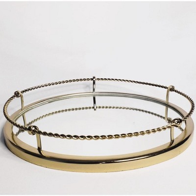 Jiallo Gold Stainless Steel Round tray w/twisted border 13.5" dia