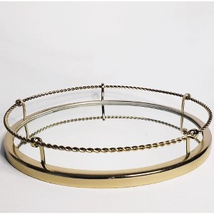 Jiallo Gold Stainless Steel Round tray w/twisted border 13.5" dia - 1 of 2