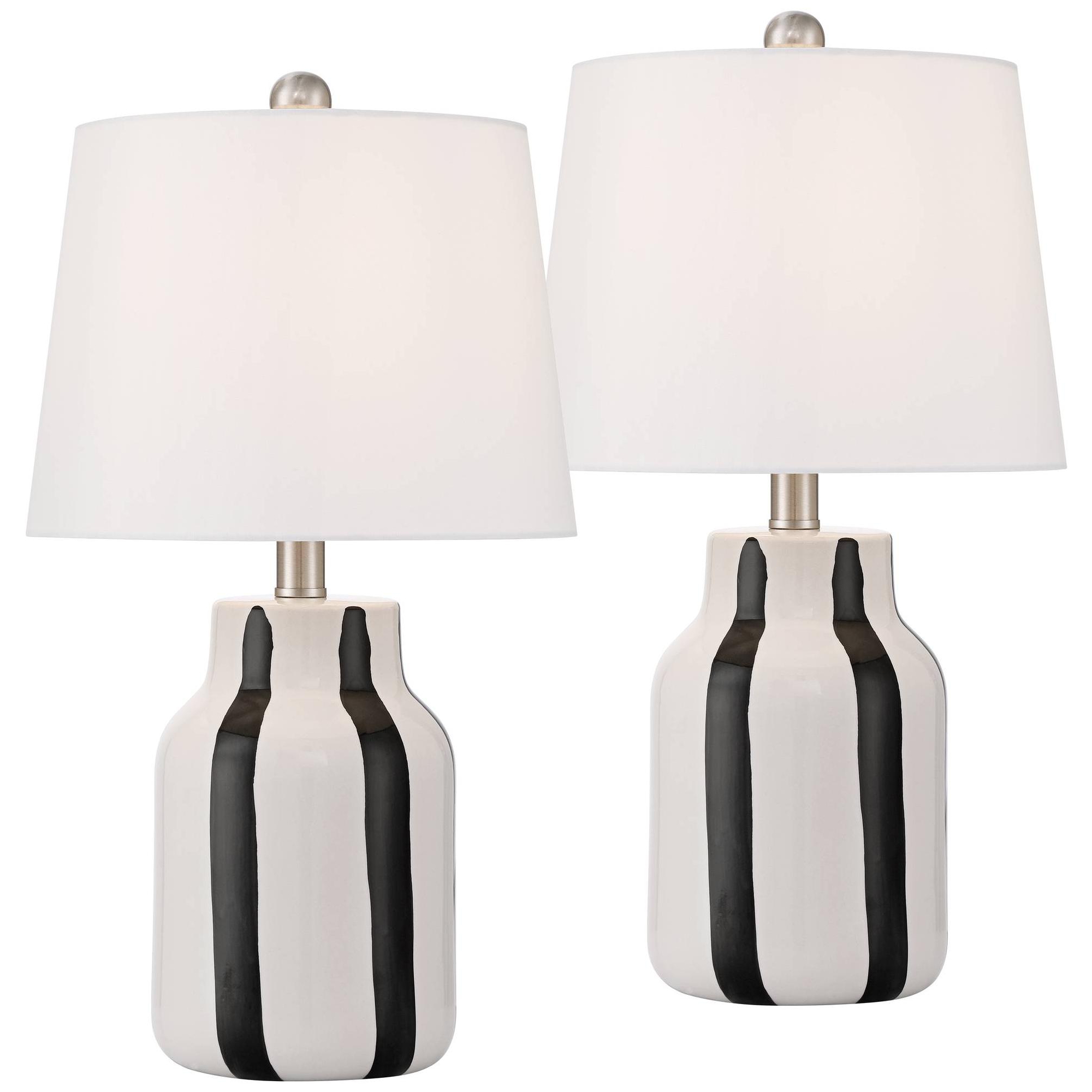 360 Lighting Cookies and Cream 20 1/2 High Black and White Ceramic Table Lamp Set of 2