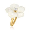 Ross-Simons Italian Mother-Of-Pearl and .30 Carat CZ Flower Ring in 18kt Gold Over Sterling - 3 of 4