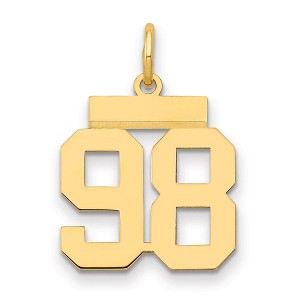 Black Bow Jewelry 14k Yellow Gold, Athletic Collection, Small Polished Number 98 Pendant - 1 of 3