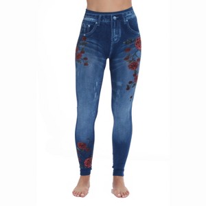 Just Love Women's Denim Wash Leggings - Stretchy and Comfortable Skinny Pants - 1 of 3