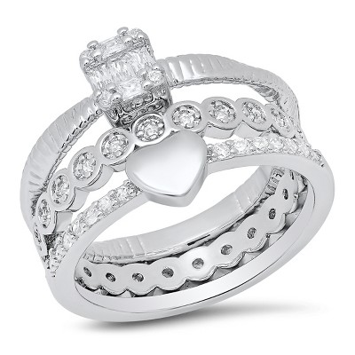 Steeltime Ladies 18k white gold plated brass simulated diamonds ...