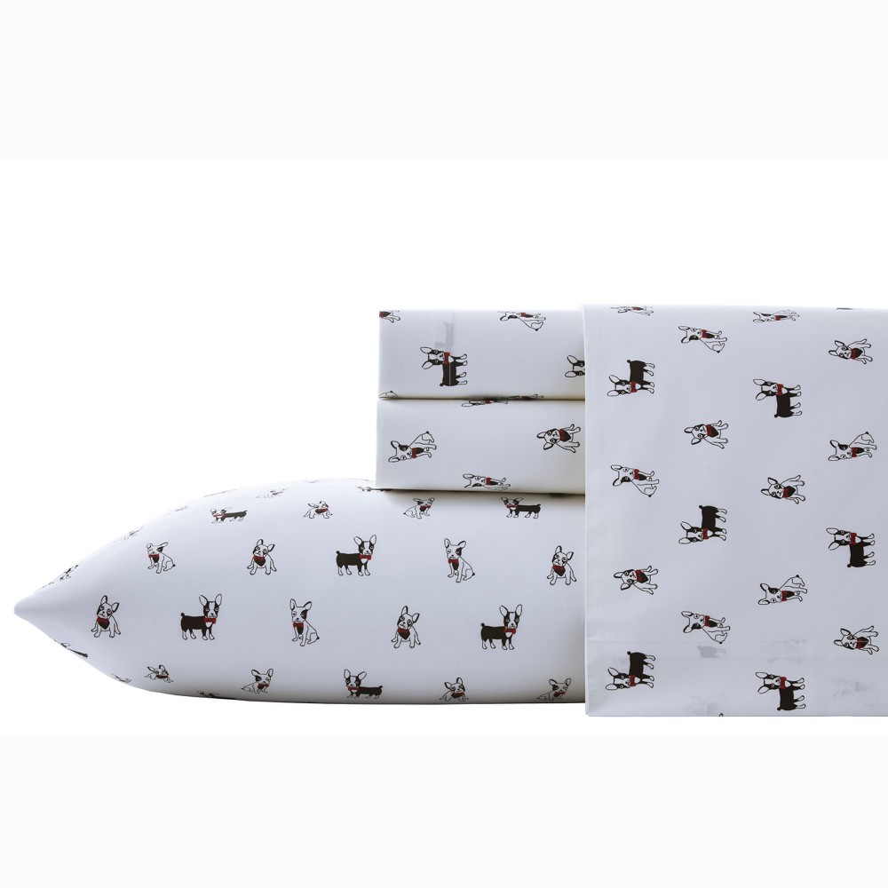 Photos - Bed Linen Twin Printed Pattern Percale Cotton Sheet Set French Bulldog - Poppy & Fri