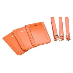 Unique Bargains Backpack PU Holders Identifier Card Luggage Tag with Strap 3 Pcs - 1 of 4