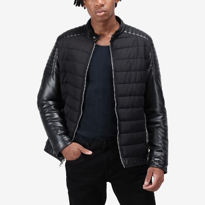 X RAY Moto Jacket With PU sleeves And Faux Shearling Lining