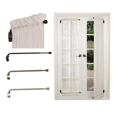 Pewter Adjustable Steel Swing Arm Curtain Rod Pair