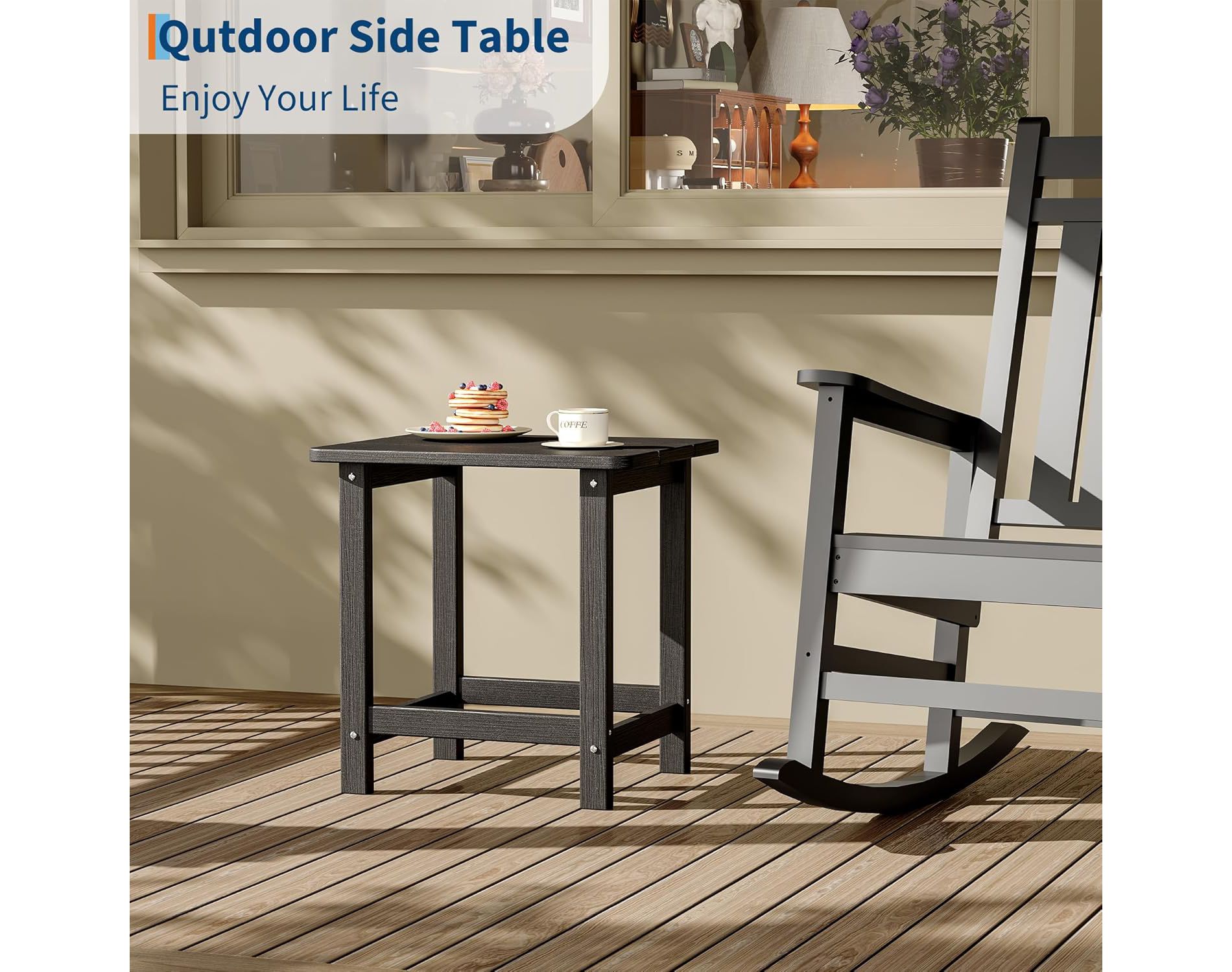 Outdoor HDPE Square Side Table - Adirondack Style Patio End Table for Pool, Beach - Weather Resistant & Easy Setup
