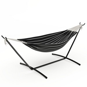 EcoSummer Double Hammock with Stand, 450lbs Heavy Duty 2-Person Cotton Hammock for Indoor Outdoor Relaxation,Onyx. - 1 of 4