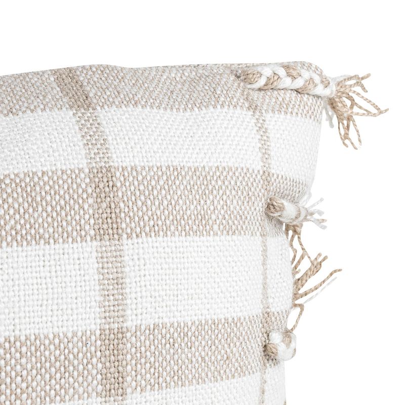 Taupe Plaid 14X22 Hand Woven Filled Outdoor Pillow - Foreside Home & Garden, 5 of 8
