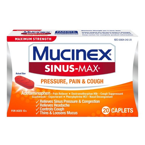 Mucinex Sinus Max Pressure Pain Cough Relief Caplets Acetaminophen ct Target