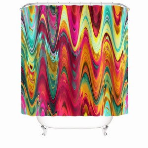 Wave Mixed Pattern Shower Curtains for Bathroom Waterproof Fabric Bath Curtain Durable Soft Stylish Bathroom Decor 72x72 Inch - 1 of 1