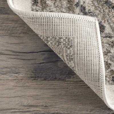 Beige Synthetic 3' x 5' Traditional Tile Easy-Care Area Rug