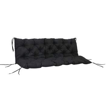 Outsunny Tufted Bench Cushions for Outdoor Furniture, 3-Seater Replacement for Swing Chair, Patio Sofa/Couch, Overstuffed w/ Backrest, Black