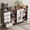 Farmhouse Coffee Bar Cabinet with Storage, 55" Kitchen Buffet Cabinet Sideboard with Glass Doors Open Shelves, Wood Sideboard Cabinets Storage - 4 of 4
