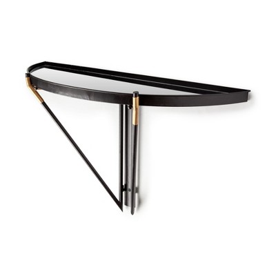 HomeRoots 27" Black And Silver Glass And Metal Half Circle Wall Mounted Accent Shelf
