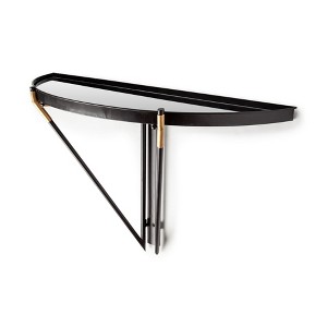HomeRoots 27" Black And Silver Glass And Metal Half Circle Wall Mounted Accent Shelf - 1 of 4