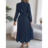 Women's Mock Neck Belted Pleated Midi Dress - Long Sleeve Flowy Swing Dress for Formal & Casual - 4 of 4