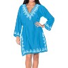 LA LEELA Women's Summer Loose Holiday Mini Beachwear Dress Flowy Short Fashion Bathing Suit Cover Ups - 4 of 4