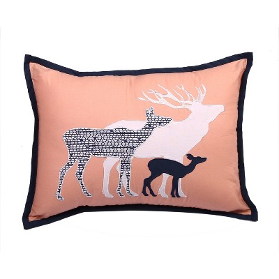 Bacati - Tribal Coral/Navy Throw Pillow