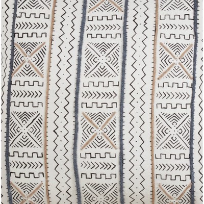 White Mud Cloth Design Square Throw Pillow