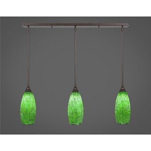 Toltec Lighting Any 3 - Light Chandelier in  Bronze with 5.5" Green Fusion Shade - 1 of 1