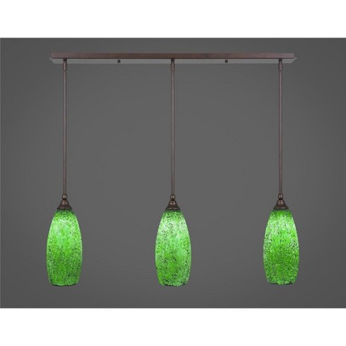 Toltec Lighting Any 3 - Light Chandelier in  Bronze with 5.5" Green Fusion Shade - image 1 of 1