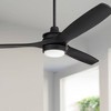 52" Casa Vieja Modern 3 Blade Ceiling Fan with Dimmable LED Light Remote Matte Black for Living Room Kitchen House Bedroom Family - 2 of 4