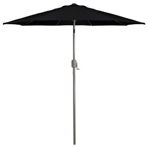 Northlight 9' Outdoor Patio Umbrella with Hand Crank and Tilt - Black/Brown - 1 of 4