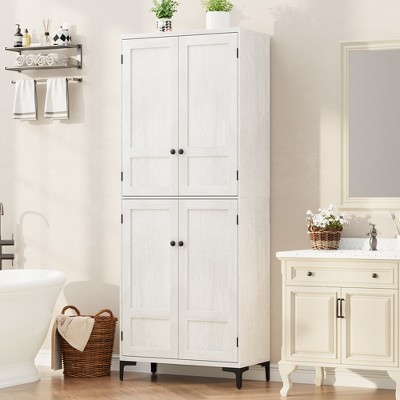 Inch Tall Storage Cabinet, Kitchen Pantry Cabinet 5 Tier Bathroom Cabinet with 4 Doors Adjustable Shelves for Kitchen, Dining Room, Bathroom