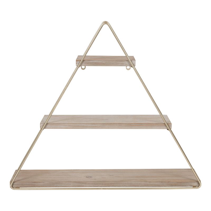 20.8&#34; x 24.2&#34; Tilde Three-Tier Triangle Wood and Metal Wall Shelf Natural/Gold - Kate &#38; Laurel All Things Decor, 3 of 7