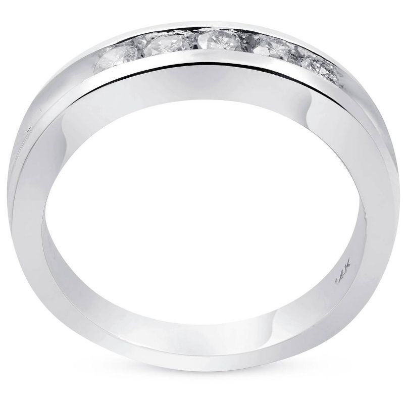 Pompeii3 1/2ct Diamond Mens Wedding Ring Channel Set High Polished Band 14K White Gold - Size 9, 2 of 6