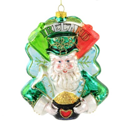 Holiday Ornament 5.5" Ireland International Santa Pot Of Gold Lucky  -  Tree Ornaments