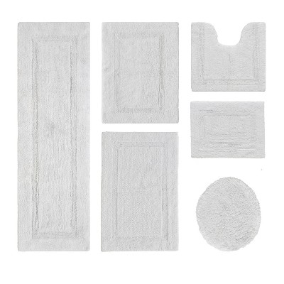 Lux Premium 100% Cotton Tufted Solid Reversible 6 PC Bath Rug Set – Ultra-Soft, Water-Absorbent, Durable, Machine Washable Bathroom Rug