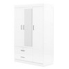 YOOCOZZ Modern 3-Door Freestanding Wardrobe with Lockable Top Drawer and Full-Length Mirror - 3 of 4