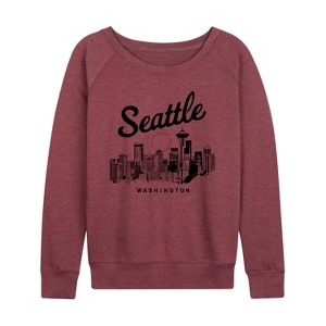 Women's - Instant Message - Seattle Washington Lightweight French Terry Wide Neck Long Sleeve Shirt - 1 of 4