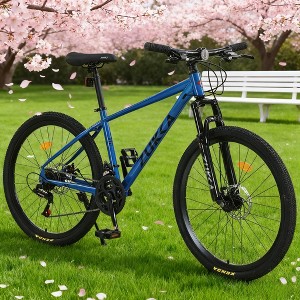 KWPZQEB 26 Inch Mountain Bike, Outdoor Cycling Bike with Steel Frame & Suspension Fork, 24 Speed Outdoor Bicycles w/ Adjustable Saddle for Men & Women - 1 of 4