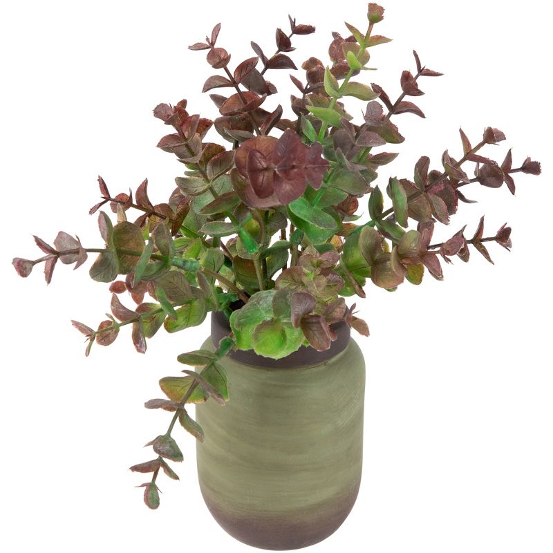 Northlight Real Touch™ Two-Toned Spring Eucalyptus Leaves Artificial Plant in Ceramic Pot 10", 3 of 8