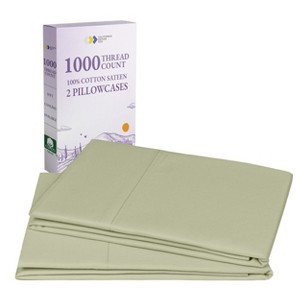Luxury 1000 Thread Count Pillowcase Set, 100% Cotton Sateen by California Design Den - 1 of 4