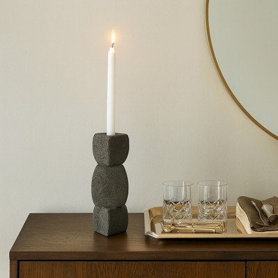 Modern Ceramic Candle Holder - Contemporary Ceramic Pillar & Taper Holder for Home & Office Decor