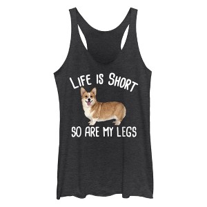 Women's Lost Gods Corgi Life Is Short Racerback Tank Top - 1 of 4