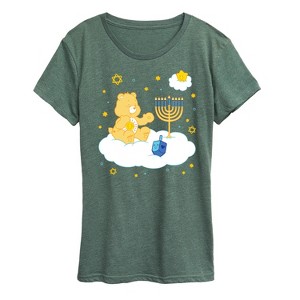 Women's - Care Bears - Hanukkah Menorah on Cloud Short Sleeve Graphic T-Shirt - 1 of 4