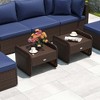 Patiojoy 2 Pieces Outdoor Patio PE Wicker Ottomans with Removable Cushions Footstools Beige/Navy - 4 of 4