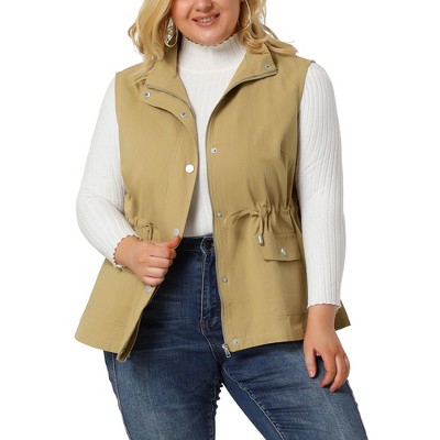 Agnes Orinda Women's Plus Size Winter Lapel Zipper Utility