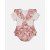 Deux par Deux Girl Printed Muslin Short and Organic Cotton Bodysuit Set Pink and White Flowers - 3 of 4
